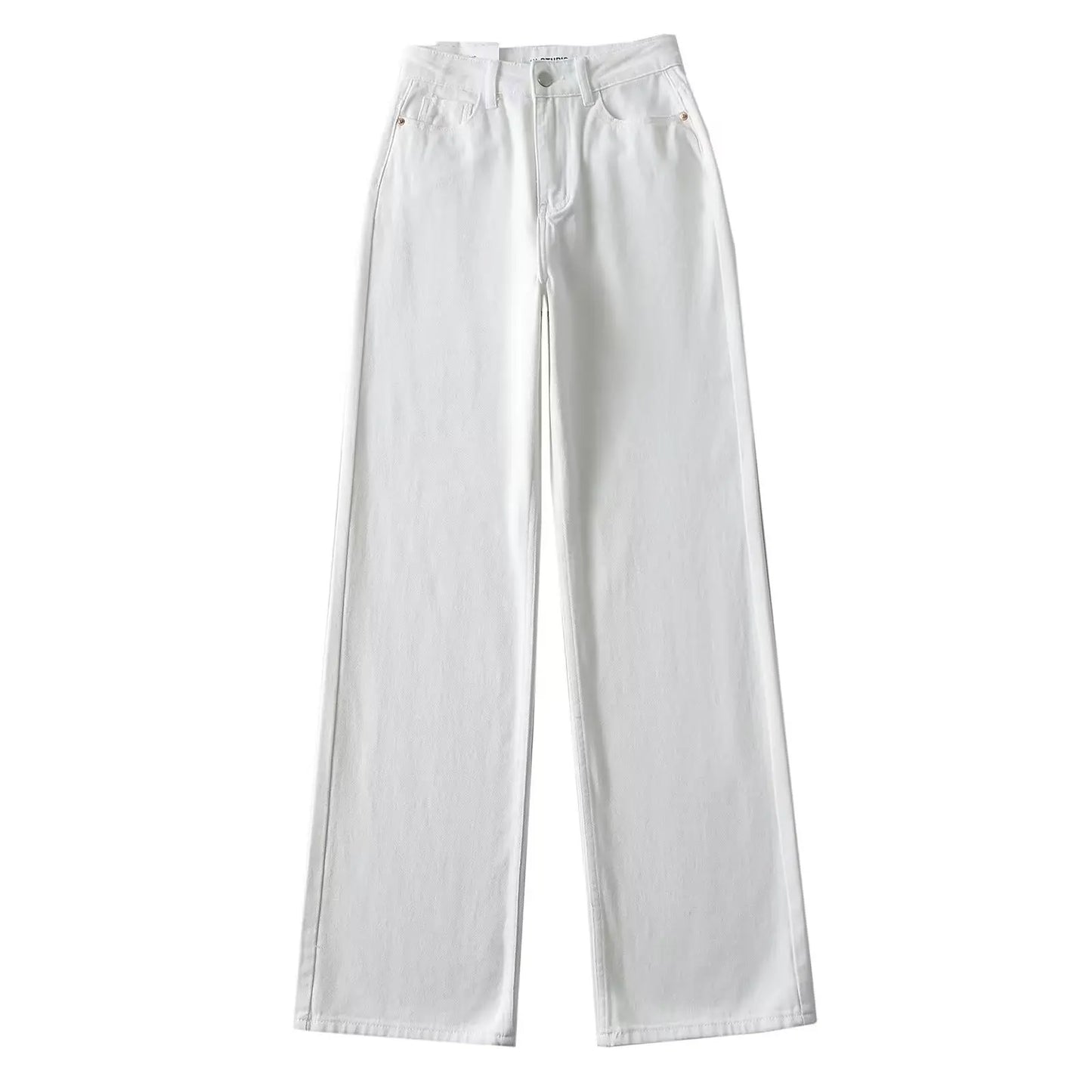 TAVIMART - Amercian Retro White High Waist Straight Wide Leg Jeans Women Loose Denim Pants Floor Length Trousers blue black 4 colors