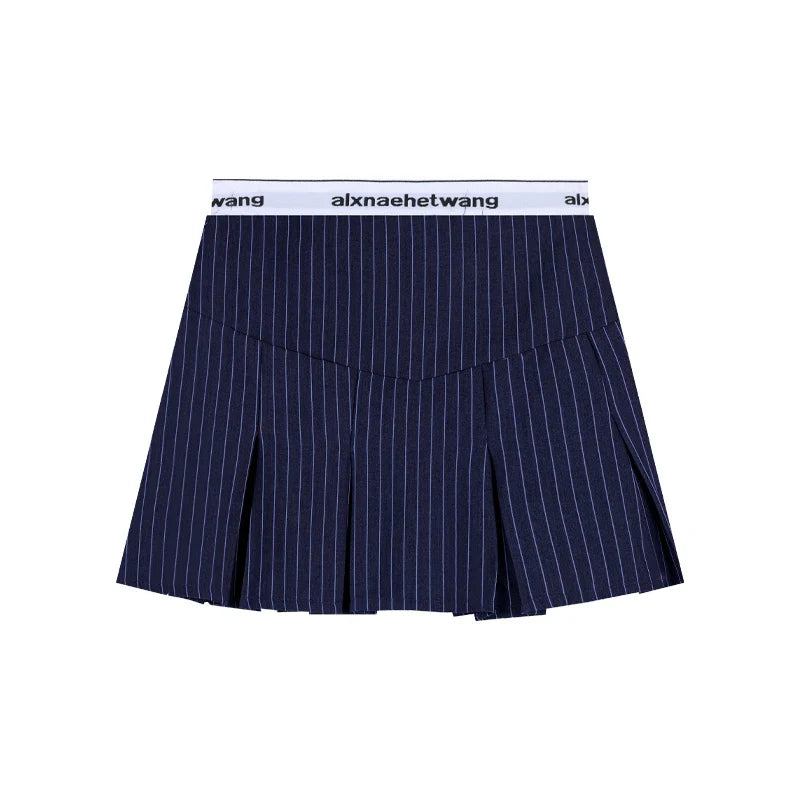 TAVIMART - American Retro Stripe Mini Skirt Fake Two Pieces Patchwork High Waist Hip Wrap Skirt for Women Summer A-line Skirt New