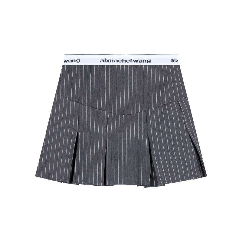 TAVIMART - American Retro Stripe Mini Skirt Fake Two Pieces Patchwork High Waist Hip Wrap Skirt for Women Summer A-line Skirt New