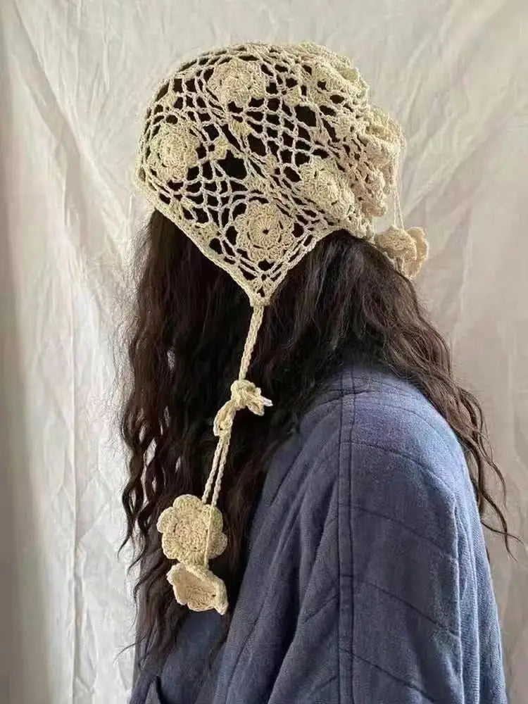TAVIMART - New Baotou hat hook flower temperament hat retro elegant women's breathable hat