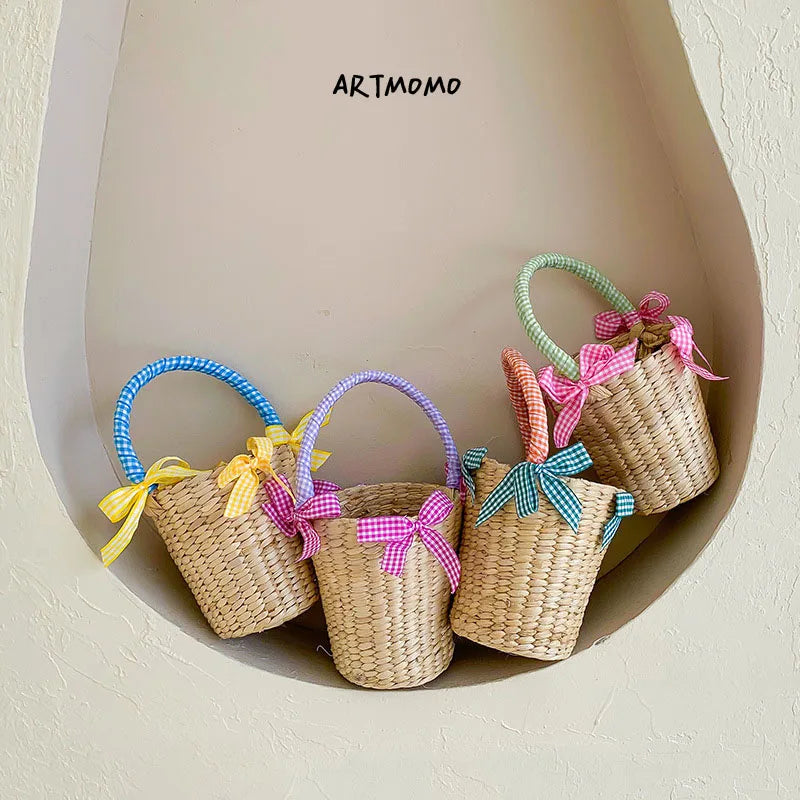 vzyzv  -  Newest Children Straw Bag Summer Beach Cute Photo Props Handmade Tote Cute Princess Mini Handbag for Baby Girls Boys Kids