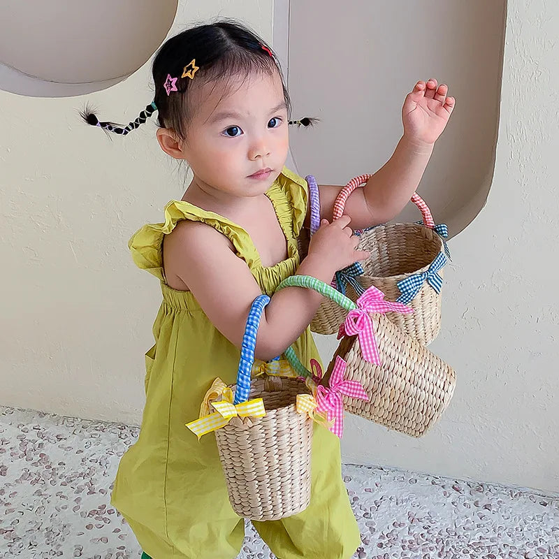 vzyzv  -  Newest Children Straw Bag Summer Beach Cute Photo Props Handmade Tote Cute Princess Mini Handbag for Baby Girls Boys Kids