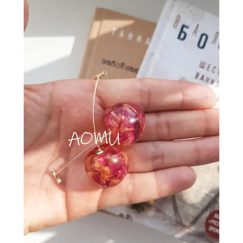 vzyzv  -  New Japan Korean Cherry Fruit Shaped Drop Earrings For Women Sweet Girls Cute Brincos Line Pendientes Jewelry Gifts