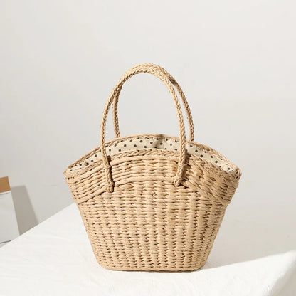 vzyzv -  New style straw bag women fashion silk scarf summer straw bag woven bag portable seaside holiday handbag bag