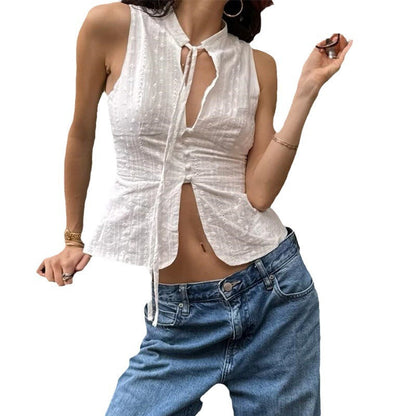 vzyzv  -  Summer New Fashion Street Sexy Navel Slim-Fit Lace-up Sleeveless Vest Top for Women