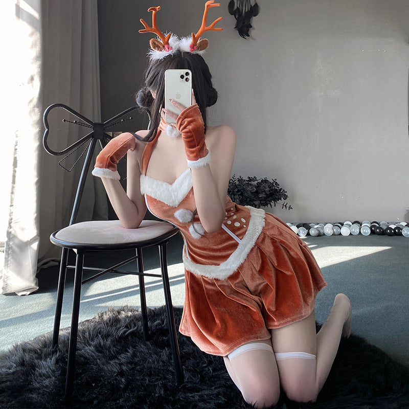 vzyzv  -   fox costume Christmas Costume Elk Halter Christmas Dress Sexy Beauty Back Cosplay Suit