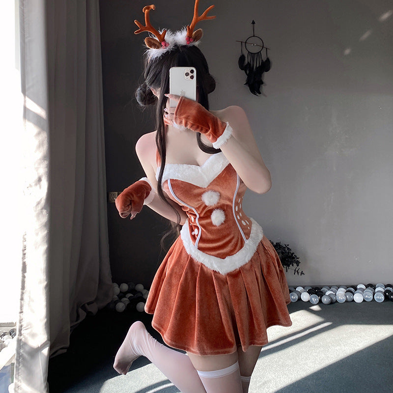 vzyzv  -   fox costume Christmas Costume Elk Halter Christmas Dress Sexy Beauty Back Cosplay Suit