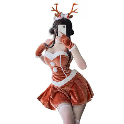 vzyzv  -   fox costume Christmas Costume Elk Halter Christmas Dress Sexy Beauty Back Cosplay Suit