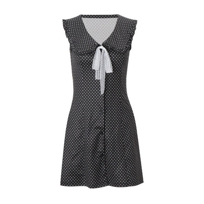 vzyzv  -  Hot Selling Women's Clothing Summer New Fashionable Temperament Polka Dot Print Breasted Slim Sleeveless Dress