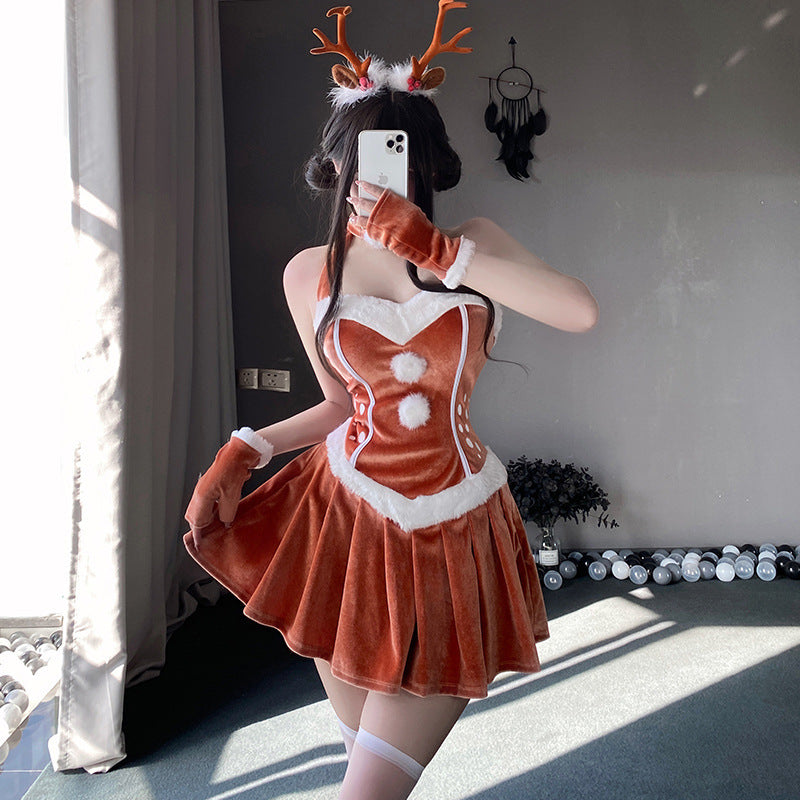 vzyzv  -   fox costume Christmas Costume Elk Halter Christmas Dress Sexy Beauty Back Cosplay Suit