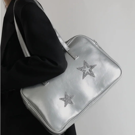 vzyzv  -  Trendy Y2k Aesthetic Japanese Sweet Women's Handbags Korean Vintage Casual Star Shoulder Underarm Bag Fashion Diamond Tote Bags