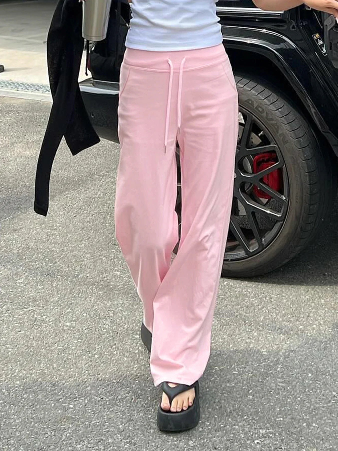 vzyzv  -  Harajuku Casual All Match Sweatpants Y2k Streetwear Elastic High Waist Drawstring Wide Leg Trouser Korean Chic Clothes