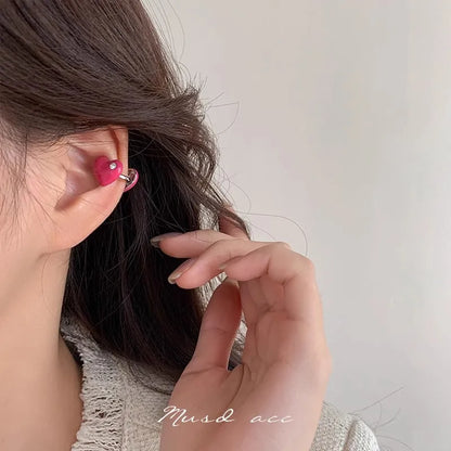 vzyzv  -  1pc Korea Style Heart Clip On Earrings Without Piercing Cute No Hole Gold Color Resin Jewelry Ear Cuff Party Gift