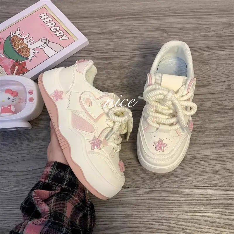 vzyzv -  Kawaii Pink Women Shoes Platform Female Sneakers Skateboard Tennis Flats Spring Summer 2024 Casual Basket Korean Vulcanize