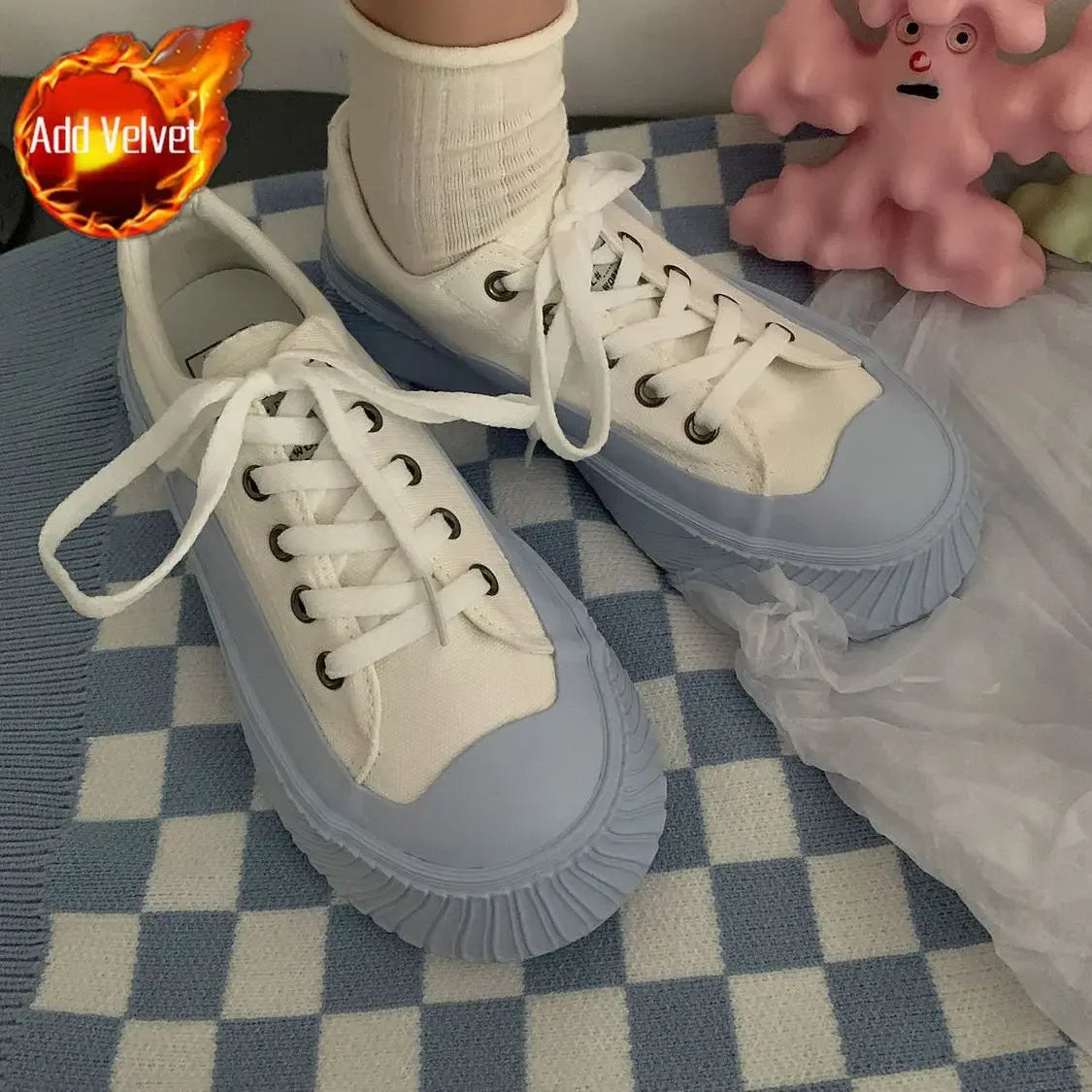 vzyzv  -  Whit Women's Shoes High on Platform Female Footwear Canvas Designer Quality Urban Vulcanized for New in Trends Cheap Korean