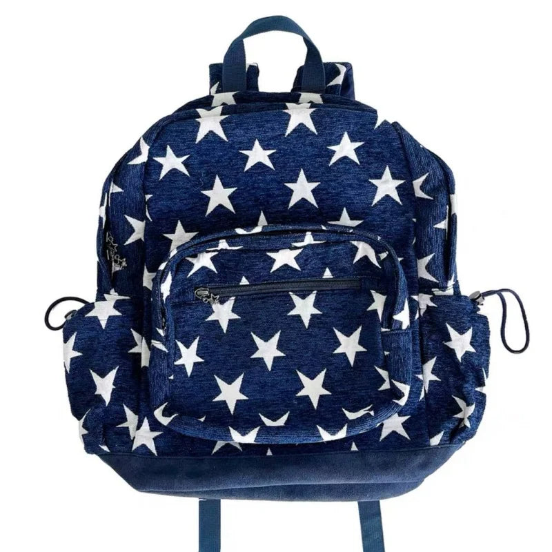 vzyzv  -  Fashion Stars Striped Large Capacity Backpack Casual Schoolbag Handbag Student Leisure Travel Backpack