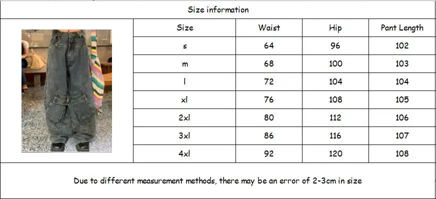 vzyzv  -  Washed Patchwork High Waist Jeans for Women American Vintage Distressed Straight Jeans Hip Hop High Street Wide Leg Trousers