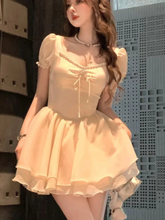 vzyzv  -  Elegant Vintage Princess Birthday Party Mini Dresses for Women Diamons Ball Gown A-line Korean Luxury One Piece Vestido Mujer