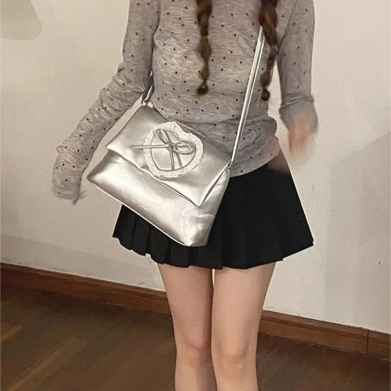 vzyzv -  Pink Sweet Shoulder Bag for Women Love Heart Fashion Large Capacity Casual Armpit Bag Elegant Harajuku Literary Handbag