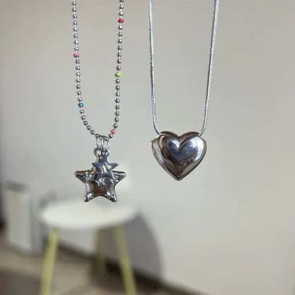 vzyzv  -  Five-pointed Star Metal Necklace Retro Personality Simple Temperament Fashion Neckchain Collar Chain GiftFor Women