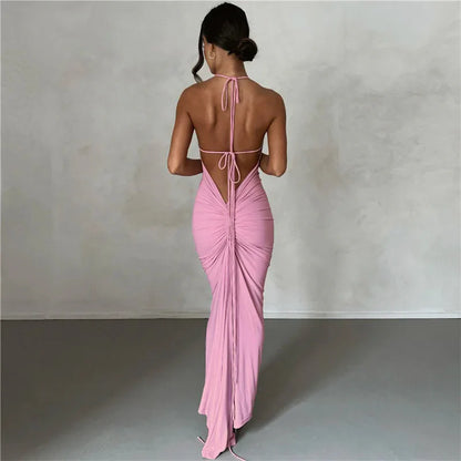 nvxiot  -  INS European and American style summer new women's clothing fashion suspender sexy backless slim bag buttocks temperament dress