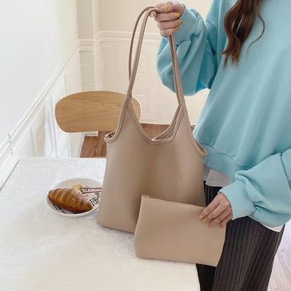 vzyzv  -  Korean Elegant All Match Ins Women Handbags High-capacity Soft Leather Shoulder Bags Casual Solid Fashion Chic Underarm Bag Y2k