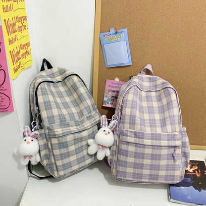 vzyzv  -  New Fashion Lady Lattice Travel School Bag Female Plaid Cute College Backpack Trendy Women Bag Girl Cool Kawaii Laptop Backpack