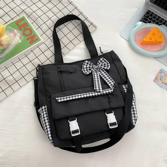 vzyzv  -   Fashion Kawaii Cute Bow Plaid Underarm Bag Casual Simple Japanese Chic Crossbody Bags Sweet Women  Y2k Shoulder Handbags