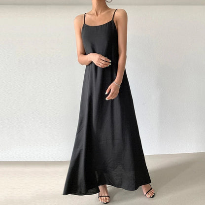 vzyzv -  fashion chic A-line sleeveless loose vestidos for vacation beach casual solid sqaure collar basic women summer long dress 2024