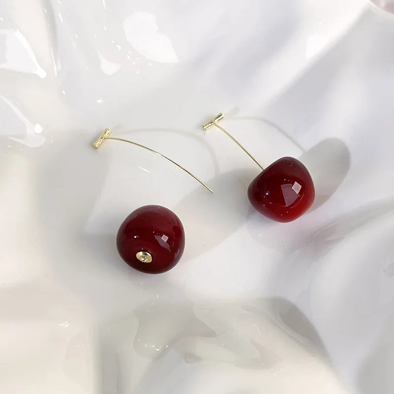 vzyzv  -  New Japan Korean Cherry Fruit Shaped Drop Earrings For Women Sweet Girls Cute Brincos Line Pendientes Jewelry Gifts