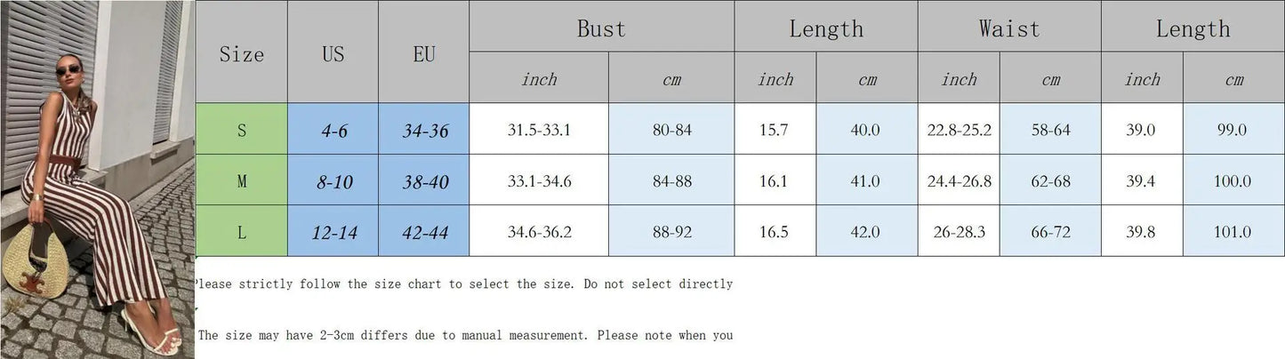 vzyzv  -  Fashion Striped Printed Sleeveless Women Tops Suits Casual O Neck Straight Pants Sets 2024 New Chic Female Office Outfits