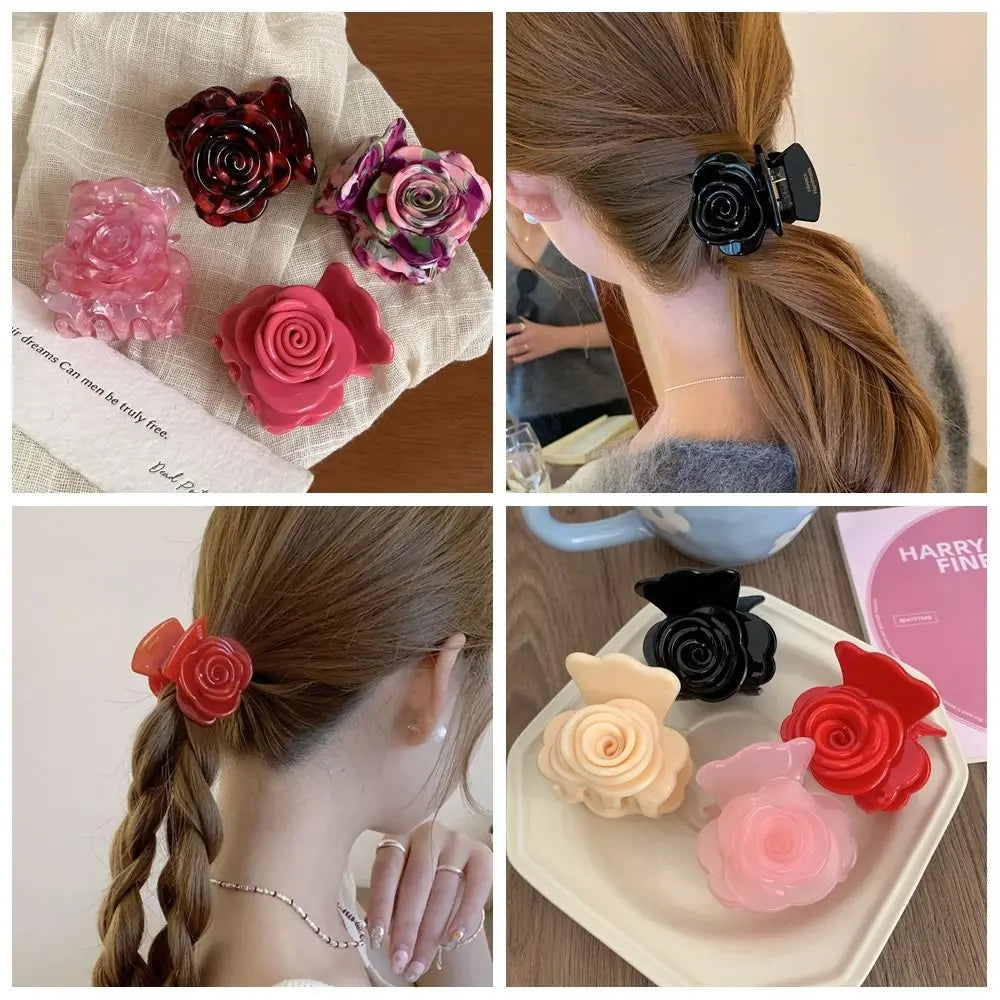 vzyzv  -  Personalized Acetic Acid Rose Hair Claw Cute Hairpin Grab Clip Flower Hair Clip Candy Color Headdress Small Shark Clip Girl