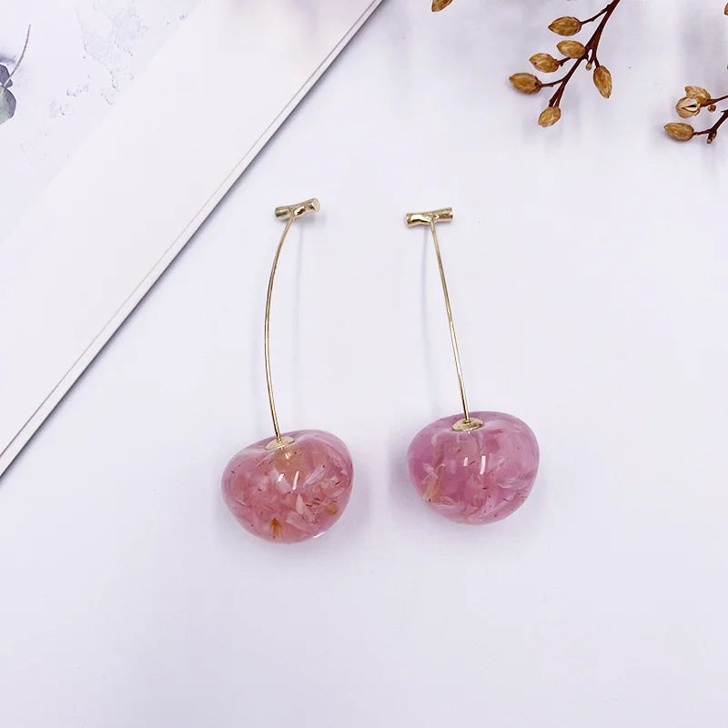 vzyzv  -  New Japan Korean Cherry Fruit Shaped Drop Earrings For Women Sweet Girls Cute Brincos Line Pendientes Jewelry Gifts