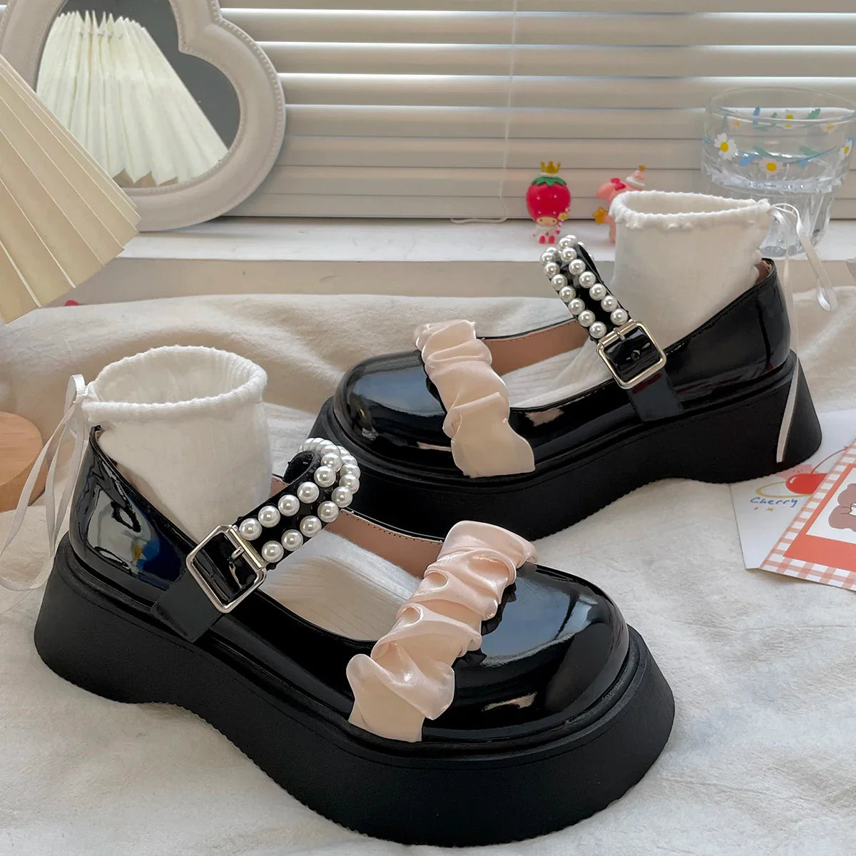 TAVIMART  -  Platform Lolita Jk Girls Shoes Mary Jane Kawaii Fairy Cute Summer New Retro Wedge Large Round Toe Fashion Sweet Girl Shoes