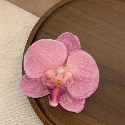 vzyzv  -  Phalaenopsis Flower Hairpin 2024 New Fashion Bohemia Creative Design Cloth Floral Pearl Hair Clip Korean Sweet Female Headdress