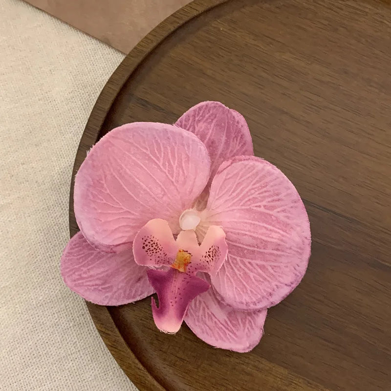 vzyzv  -  Phalaenopsis Flower Hairpin 2024 New Fashion Bohemia Creative Design Cloth Floral Pearl Hair Clip Korean Sweet Female Headdress