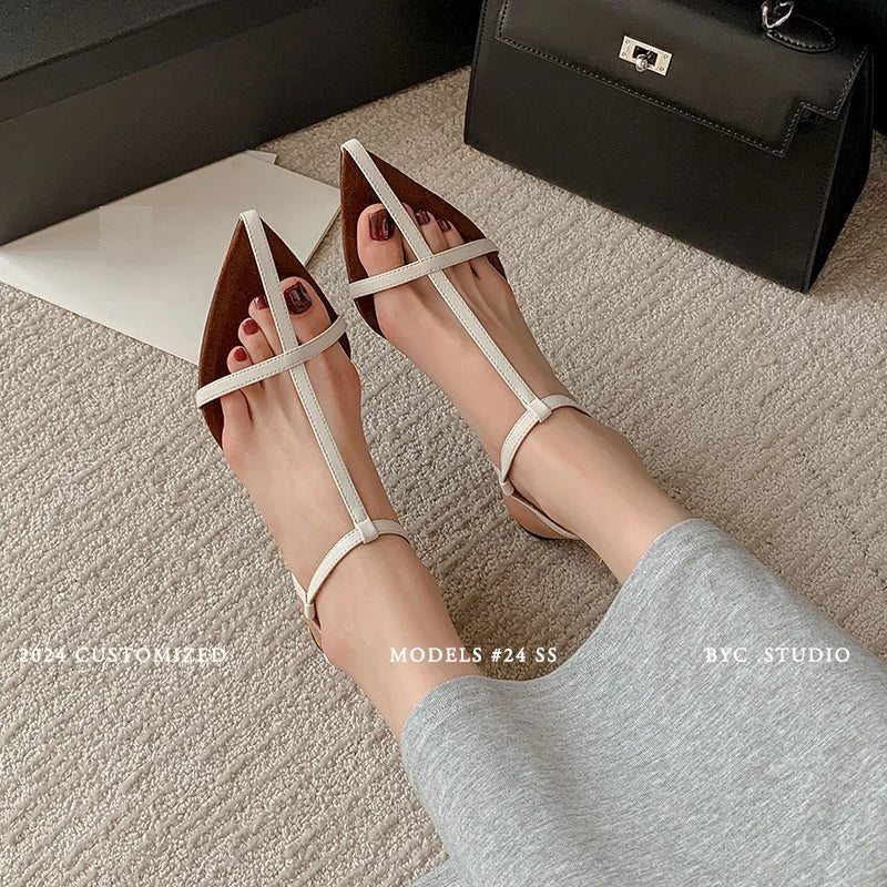 vzyzv -  Simple Sandals Women Shoes Narrow Band Sexy Sandals Kitten Heels Ladies Concise Footwear Summer Shoes Pointed Toe