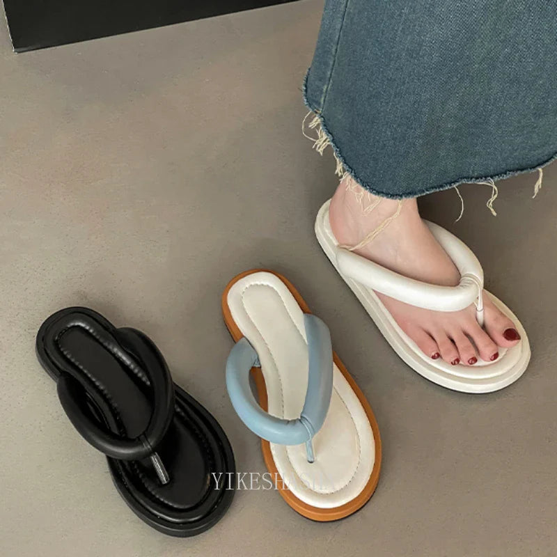 vzyzv -  Summer Flip Flop Chunky Women Slipper Fashion Comfort Ladies Clip Toe Soft Sole Platform Flats Slides Beach Sandal Shoes