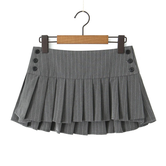 vzyzv -  Style Striped Pleated Short Skirt for Women's 2024 Spring Summer New Spicy Girl Outfit Sexy Slimming Mini Skirts Female