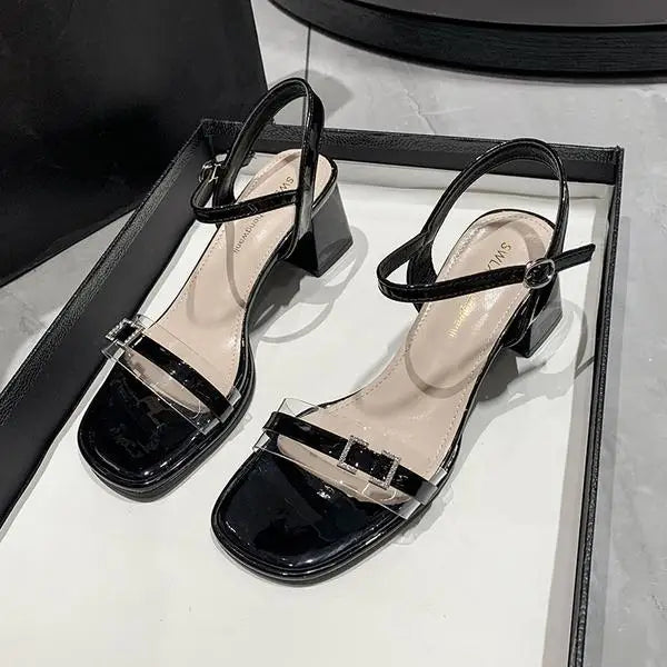 vzyzv -  Female Sandal Summer Comfort Shoes for Women Open Toe Espadrilles Platform Clear Heels Buckle Strap Med Girls Peep High Bei