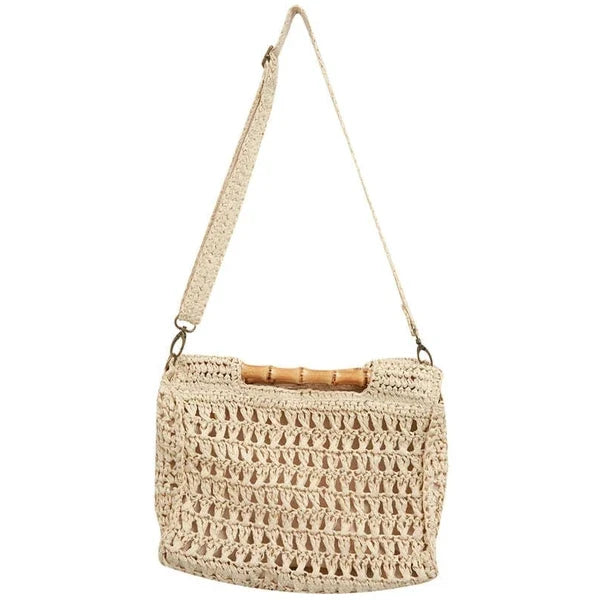 vzyzv -  Fashion Bamboo Handle Straw Bags Designer Women Handbags Luxury Wicker Woven Shoulder Bags Summer Beach Rattan Purses Large Tote