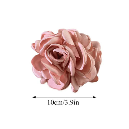 vzyzv -  Fashion Boho Satin Rose Flower Large Hair Claw Clip For Women Spring Summer Beach Trendy Design Korean Colored Hairpin Headdress