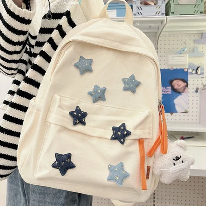 vzyzv  -  Japanese Cute Girl Star Patchwork Aesthetic Backpack Y2k All Match Canvas School Backpack for College Students Girl Mochilas