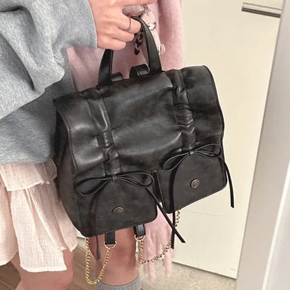 vzyzv  -  Vintage Fashion Streetwear Backpack Y2k Aesthetic Casual Women Trendy Schoolbag Korean Simple Pleated Bow Backpacks for Students