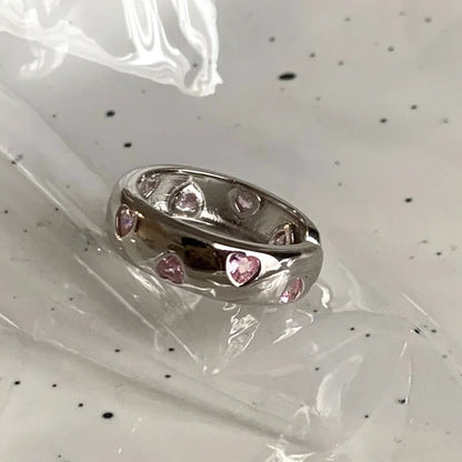 vzyzv  -  Love Heart Pink Zircon Ring For Women Girl Gift Y2K Cute Korean Jewelry Dropshipping