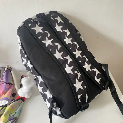 vzyzv  -  Star Spliced Backpack Y2k All Match Student Schoolbag Korean Fashion High-capacity Office Lady Laptop Bag Travel Mochila