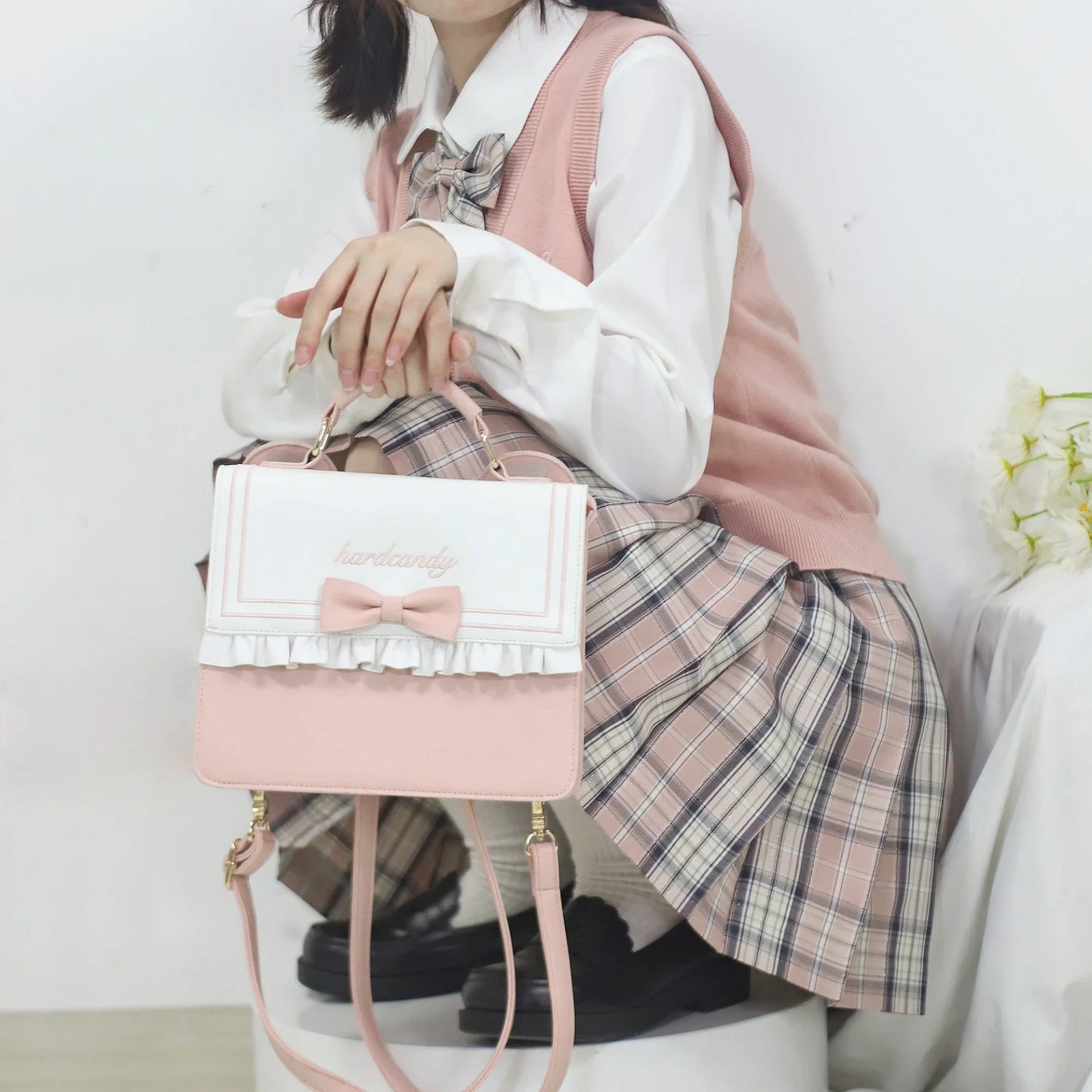 vzyzv  -  Cute Lolita Bag Female Japanese Harajuku Bowknot Crossbody Shoulder Bag Kawaii Girls Backpack Handbags For Women 3 Purpose