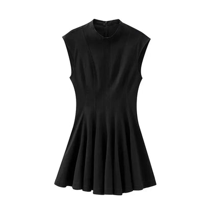 vzyzv  -  Three Color Sleeveless Mini Pleated Dress Women Fashion Elegant Solid Slim Evening Party Short Dresses Lady Chic Street Vestidos