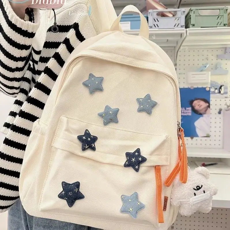 vzyzv  -  Japanese Cute Girl Star Patchwork Aesthetic Backpack Y2k All Match Canvas School Backpack for College Students Girl Mochilas