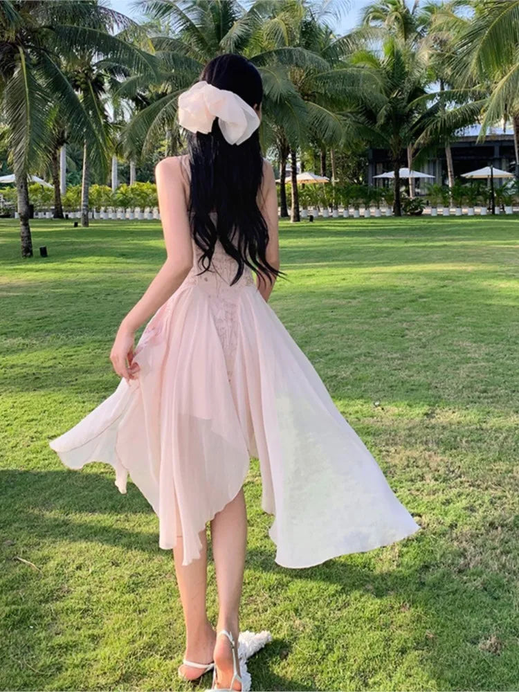 nvxiot  -   New Summer Fairy Dress for Women Party Dress Prom Semi Formal Dress Elegant Luxury Backless Strappy Wedding Chic Dress